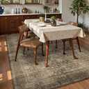 Washable Area Rug 9' x 12' Vintage Traditional Persian Mat - Foldable Distressed Non-Slip Machine Washable Carpet for Living Room Bedroom Kitchen Home Decor - Mocha and Taupe