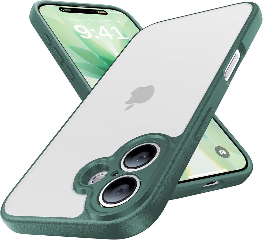 iPhone 17 Case, [Ribbed Non-Slip Sides] [Military-Grade Drop Protection] [Full Camera Protection] Anti-Yellow Soft-Touch Shockproof Slim Phone Case for iPhone 17, Midnightgreen