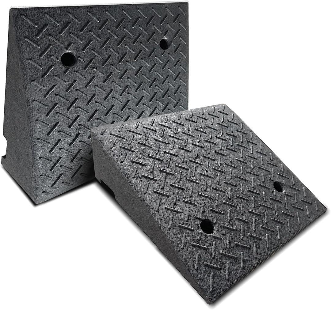 2 Pack Driveway Curb for Ramps, Portable Heavy Duty Rubber Shed, Suitable for Cars, Bicycles, Motorcycles, Wheelchairs, Lawn Mowers, Mobile Pets (19.7 x 19.7 x 6 Inch)