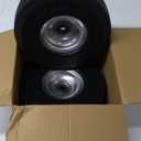 RRQ 10 Inch Solid Polyurethane Tire 4.10/3.50-4 Tire, 10" Flat Free Wheels with 5/8" Bearings, 2.2" Offset Hub for Garden Cart, Hand Truck, Lawn Cart, Mower (2 Pack)