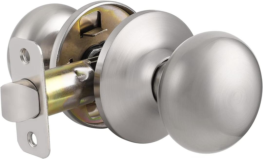 Probrico Door Knobs Interior, Passage Brushed Nickel Hall/Closet Door Knob,Stainless Steel Interior Non-Locking Door Knob, 1 Pack