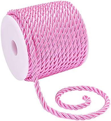 PH PandaHall 5mm Decorative Rope Graduation Cord Twisted Satin Polyester Twine Cord Pink Thread Shiny Cord Choker Thread for Home Décor Upholstery Curtain Tieback Graduation Honor Cord 19 Yards