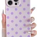 Skyseaco Compatible with iPhone 14 Pro Case Cute Polka Dot Phone Case Soft Slim TPU Shockproof Phone Cover Full Camera Protection for Women Girls - Purple