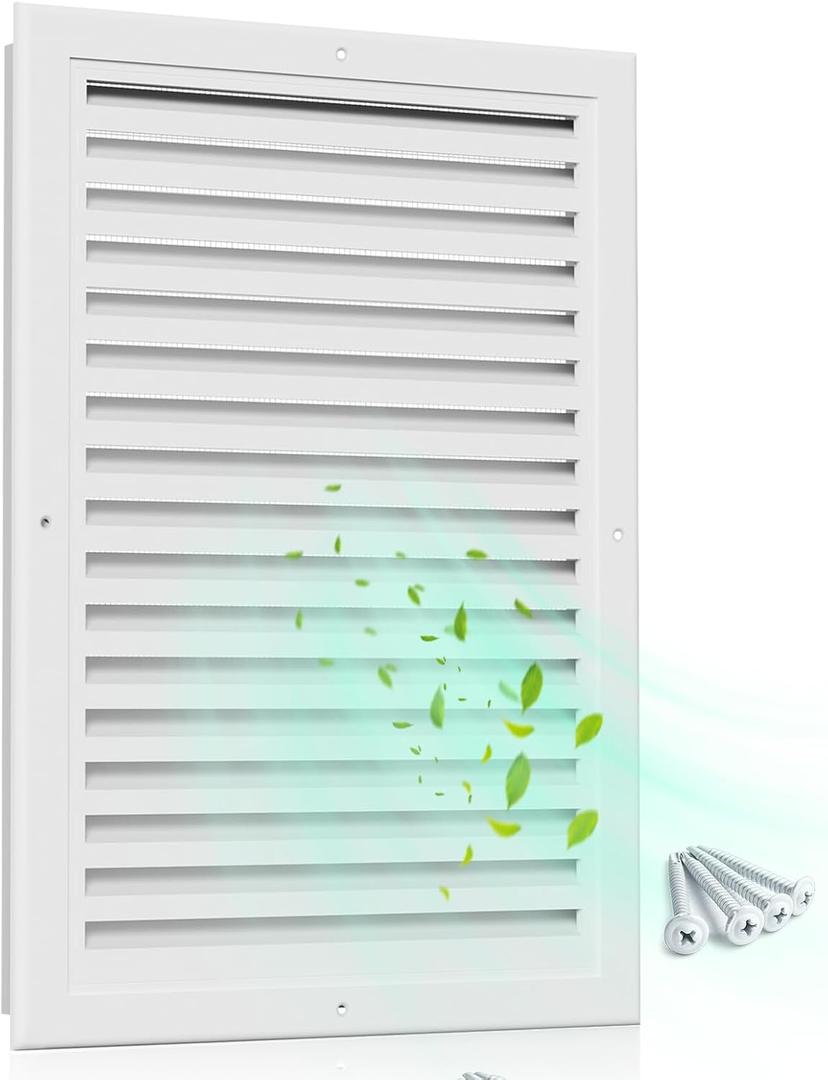 16" X 20" Gable Vent Aluminum Gable Vents for Houses Attic Vent Shed Vents Cover Exterior with Screen Mesh Alloy Wall Vent Ventilation for Home Garage Attic Ceiling - Vent Opening: 14" x 18" White