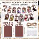 Capoda Wooden Graduation Photo Banners Class of 2026 Wooden Grade Photo Display Kindergarten to 12th Grade Picture Banners Decorations for School Graduation Party Supplies, 4X6 Inch(Brown)