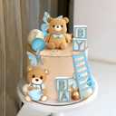 Baby Shower Cake Topper for Boy Bear Theme We Can Barely Wait Decorations Adorable Baby Boy Shower Cake Decorations with Bear Topper for Gender Reveal Newborn Celebration