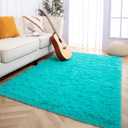 Foxmas Large Area Rugs for Living Room Bedroom 6x9 Feet, Fluffy Kids Room Plush Shaggy Nursery Rug Furry Throw Carpets for Boys Girls, College Dorm Fuzzy Rugs Home Decorate Rug, Teal