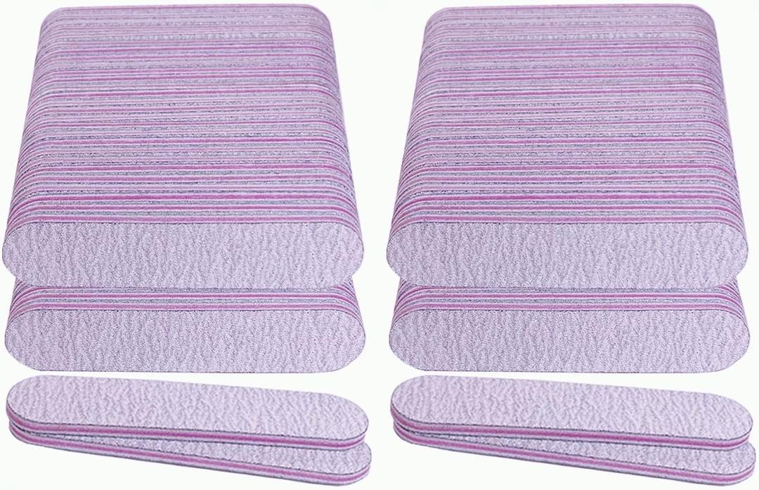 Nail Files (100 Pack), 3.6 Inches Emery Board Nail Files for Acrylic and Natural Nails, 100/180 Grit Small Double Sided Fingernail Filer Bulk Mini Professional Finger Nail Filer Manicure Set Gray