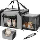 Large Cat Carrier for 2 Cats, 24"x16"x17" Soft Cat Travel Carrier with Litter Box, Expandable Cat Carrier for Car Travel Long Distance, Up to 55 lbs