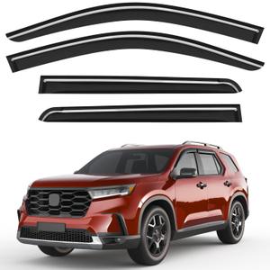 Outside-Mount Window Rain Guards Fit for Honda Pilot 2023-2026 LX Sport EX-L TrailSport Touring Elite,Window Visors Wind Deflector Dark Smoke Vent Shades Car Tape-on with Thicker 4PCS