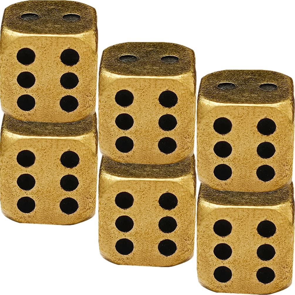6 Sided Vintage Decor Dice 6pcs Antique Metal Brass Square Corner for Poker Party Game Festival Carnival Decoration