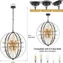 MEIXISUE Modern Sputnik Chandelier,Black Gold Globe Crystal Firework Pendant Light Fixture Industrial 12-Light for Entryway Foyer Kitchen Dining Living Room UL Listed