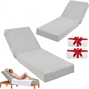 Outdoor Chaise Lounge Cushion 80"x26"x6", Waterproof 6" Extra Thickness Lounge Cushion with Removable Cover, Patio Lounge Chair Cushions for Outdoor Furniture, Light Gray