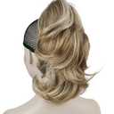 Lydell 12" Dual Use Straight Curly Styled Clip In Claw Ponytail Hair Extension Synthetic Hairpiece 125g with a jaw/claw clip (H16-613 Blonde with Highlights)