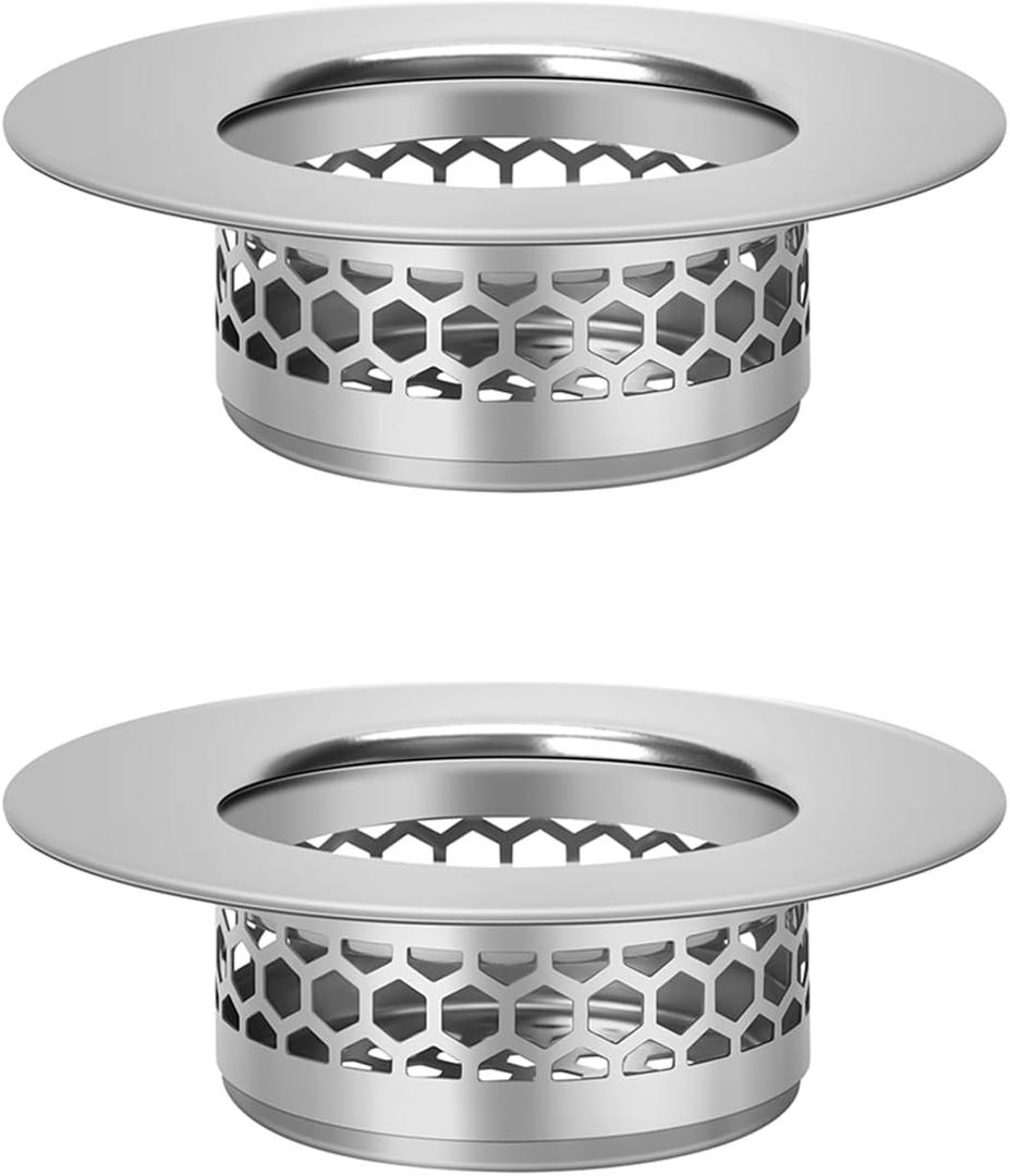 Hair Catcher Shower Drain Bathtub Lavatory Sink Drain Strainer for Laundry, Mop Pool, Utility, Slop, RV Sink, Stainless Steel Drain FilterFit Hole Size from 1.65-2.17" 2Pack (1.5)