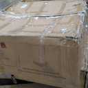 WILLIAMSPACE 35.4" Square Coffee Table Center Table for Living Room, Modern Drum Coffee Table with Imitation Stone Table for Apartment, No Need Assembly, Fiberglass (Beige Cement Stone Pattern)