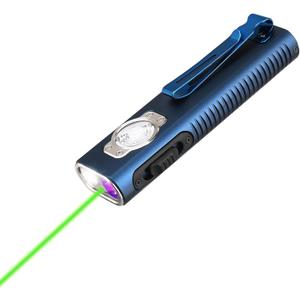 TrustFire Mini X3 Rechargeable EDC Flashlight with White Light, Flood Light, UV and Green Beam, 1050 Lumens Portable Flat Flashlights, Fourfold Light Sources Pocket Lights for Emergency (dark blue)