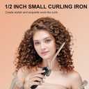 1/2 Inch Curling Iron for Short Hair, Half Inch Skinny Curling Wand for Pixie Cuts & Bangs, Ceramic Thin Hair Curler with Small Barrel for Tight Ringlets, Travel Dual Voltage (360F-480F)