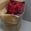 Hotop 40 Pcs Rose Artificial Flowers Bulk with Long Stem,Realistic Silk Fake Roses Bouquet for Home Wedding Centerpieces Party Table Decoration Valentines Gifts(Wine Red)