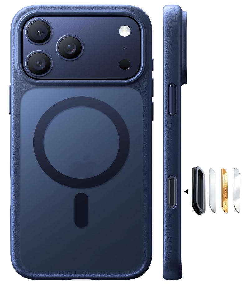 TORRAS Stronger Magnetic & Shockproof for iPhone 17 Pro Max Case, Fit for MagSafe, MilGrade Drop Protection, Camera Control, DIY Button, Slim for iPhone 17 Pro Max Phone Case Translucent Deep Blue