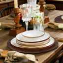 50 PC Brown Charger Plates Bulk, Farmhouse Faux Wood Plate Chargers, 13 inches