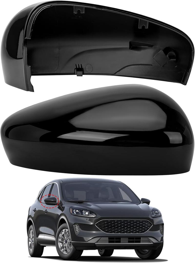 Passenger Side Mirror Cover Replacement for Ford Escape SE 2020 2021 2022 2023 2024, Escape SEL 2020-2024 - Right Side Mirror Covers, Rear View Mirrors Cap Accessories Without Lamp, Black