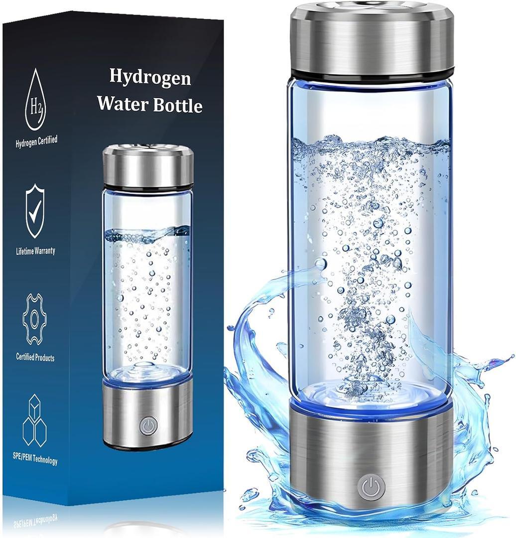 2026 Upgrade Hydrogen Water Bottle, Portable Hydrogen Water Ionizer Machine SPE PEM Tech, Rechargeable Hydrogen Rich Water Glass Bottle for Travel, Gifts for Women, Christmas Gifts, Gifts Idea