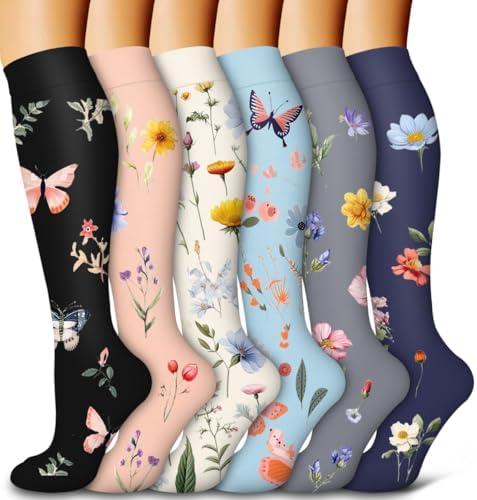 6 Pack Copper Compression Socks for Women and Men Circulation-Best Support for Medical, Running,Nursing,Athletic OneSize