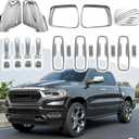21PCS Exterior Decoration Trim Kit Compatible with 2019-2025 Dodge Ram 1500 Side Mirror Cover ABS Door Handle Cover Gas Tank Cap Cover Replacement for 2019-2025 Dodge Ram 1500 Accessories