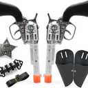 Children's Western Cowboy Police Toy Set, Includes Toy Pistol, Holster, Sheriff Badge, Bullets, Belt, Suitable for Police Role-Playing, Cowboy Theme Party Costume Accessories, Stage Props.