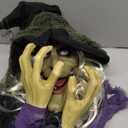 JOYIN 72 Halloween Hanging Witch Decorations Outdoor, Flying Talking Ghost Decor Light Up Eyes Sound Activated, Outside Indoor Haunted House Prop for Lawn Yard Garden, Purple