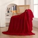 Red Throw Blanket 50"×60" inches Gifts for Mom Fuzzy 3D Jacquard Decorative Flannel Fleece Super Soft Plush Cozy Blanket for Couch Sofa Chair Lightweight