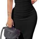 PINSV Women's Sleeveless Crew Neck Bodycon Maxi Dress - Stretchy Form Fitting Long Dress for Casual Daily Party (Black, XXL)