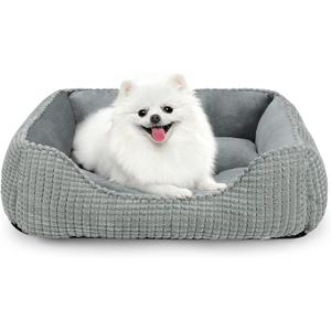 MIXJOY Dog Beds for Medium Dogs Washable, Rectangle Pet Bed Medium Size Dog, Orthopedic Sleeping Pet Sofa Bed, Soft Calming Cat Beds for Indoor Cats, AntiSlip Bottom with Multiple Size (25'', Grey)
