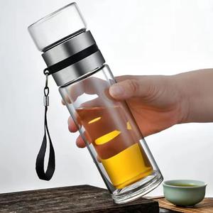 Glass Tea Infuser Bottle Double Wall 15oz, Water Bottle Tea and Water Separation Tea Bottle Mug Cup with Tea Infuser, Tea Bottle with Infusers for Loose Tea , Father's Day Gift /450ML (Sliver-450ML)