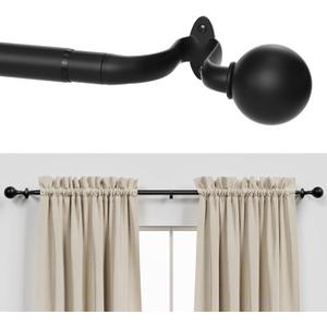 Curtain Rods for Windows 48 to 84 inch, 1inch Decorative Blackout Wrap Around Curtain Rod Set,Matte Black Splicing Heavy Duty Metal Curtain Rod with Brackets (37"-98"-1Pack)