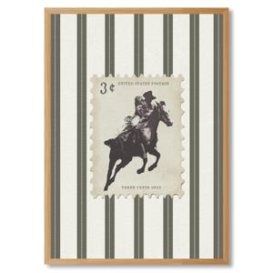 Balsuka Wood Framed Vintage Western Wall Decor Black Striped Rodeo Wall Art Rustic Horse Rider Cowboy Poster Canvas Prints Mid Century Modern Art Aesthetic for Living Room Bedroom Office 16x24inch