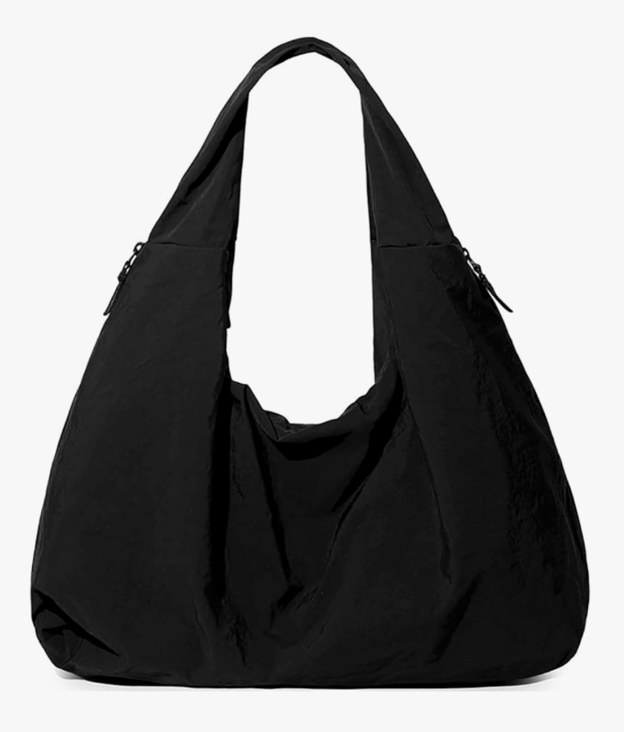 Slouchy Tote Bag Nylon Solid Pleated Handbag Large Hobo Bags for Women Multipockets Crescent Shoulder Bag