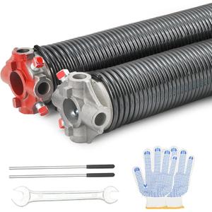 VEVOR Garage Door Torsion Springs, Pair of 0.218 x 2 x 24inch, Garage Door Springs with Non-Slip Winding Bars, 16000 Cycles, Gloves and Mounting Wrench, Electrophoresis Coated for Replacement
