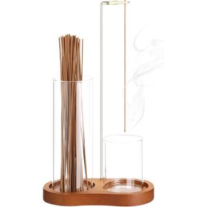 2 in 1 Incense Holder for Sticks, Incense Burner Holder with Glass Ash Storage and Incense Sticks Organizer, Insence-Stick Holder for Yoga Spa Meditation Home Decor