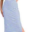 Wenrine Womens Summer Striped Halter Neck Dress Sexy Twist Front Cut Out High Split Casual Sleeveless Maxi Dress (Medium, Sky Blue)