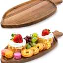YOUEON 2 Pcs Leaf Shaped Acacia Wood Serving Trays, 13 x 5.5 Inch Decorative Wooden Platters, Versatile Wooden Trays for Cheese, Appetizers, Fruit, Candle, Jewelry, Home Decor (33 x 14 x 2 cm)