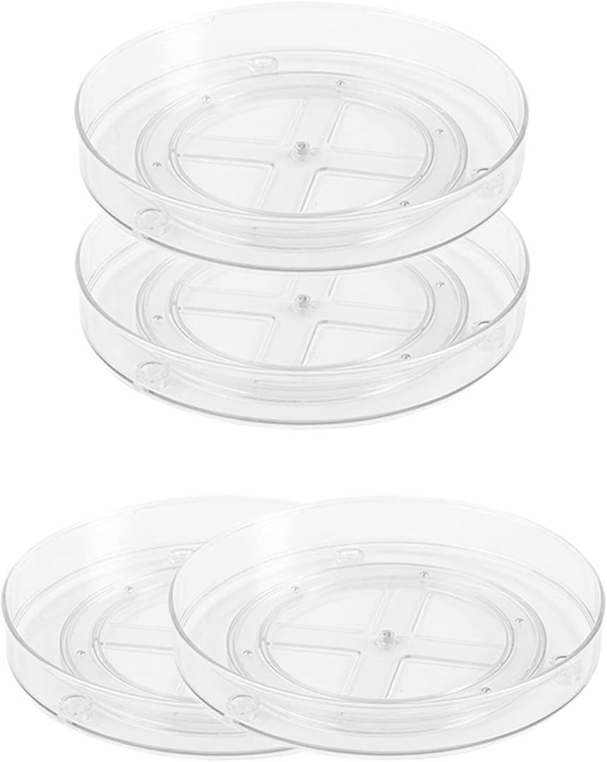 Roninkier Lazy Susan Turntable Organizer - Clear Rotating Kitchen Storage Turntable for Cabinet, Pantry, Refrigerator, Countertop, 2-Pack 11-Inch and 2-Pack 9-Inch