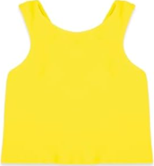Yellow Sleeveless Cotton Lycra Square Neck Crop Top for Women (Yellow, XL)