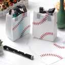 Flutesan 50 Pcs Baseball Party Favor Bags 6 x 8 Inch Plastic Baseball Snack Goodie Bags Tote Gift Packaging for Kids Boys Birthday Sports Theme Party Supplies