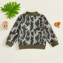 Gueuusu Kids Little Boys Camo Outfit Letter Embroidery Quarter Zip Sweatshirt Long Sleeve Stand Collar Shirt Hunting Clothes (Green)