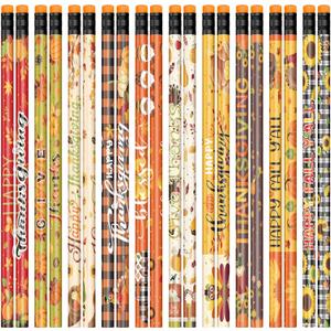 Pajean 144 Pcs Thanksgiving Fall Pencils Bulk Autumn Maple Leaf Pencils Pumpkin Harvest Pen with Eraser Gift for Thanksgiving