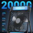 Warmco 20000mAh Battery Powered Fan, Ultra-Slim 8-Inch Portable Camping Fan with LED Lantern, Up to 48H Runtime Rechargeable Desk Fan for Bedroom, Outdoor, Tent, Travel, Cruise Ship Essentials