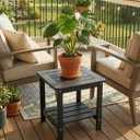 Kibaso-Adirondack Outdoor Side Table, 2-Tier HDPE Outdoor End Table, Weather Resistant Easy Maintenance, Small Patio Side Table for Patio, Pool, Porch, Garden, Lawn, and Living Room (1, Black)