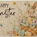 Artoid Mode Rabbit Flowers Bunny Eggs Butterfly Happy Easter Doormat, Home Decor Low-Profile Switch Rug Door Mat Floor Mat for Indoor Outdoor 17x29 Inch